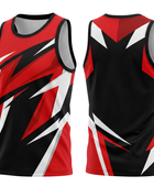 Basketball Tank Top – Custom Sublimated Red Black Zigzag Design | Wholesale Manufacturer