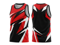 Basketball Tank Top – Custom Sublimated Red Black Zigzag Design | Wholesale Manufacturer