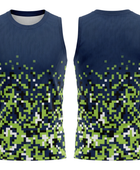 Basketball Tank Top – Custom Sublimated Navy Lime Pixel Gradient Design | Wholesale Manufacturer