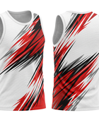 Basketball Tank Top – Custom Sublimated White Red Black Slash Design | Wholesale Manufacturer