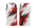 Basketball Tank Top – Custom Sublimated White Red Black Slash Design | Wholesale Manufacturer