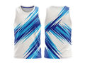 Basketball Tank Top – Custom Sublimated White Blue Streak Design | Wholesale Manufacturer