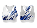 Basketball Sports Bra – Custom Sublimated White Blue Racerback Design | Wholesale Manufacturer