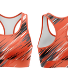 Basketball Sports Bra – Custom Sublimated Coral Orange Black Racerback Design | Wholesale Manufacturer