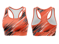 Basketball Sports Bra – Custom Sublimated Coral Orange Black Racerback Design | Wholesale Manufacturer