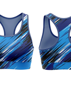 Basketball Sports Bra – Custom Sublimated Electric Blue Black Racerback | Wholesale Manufacturer