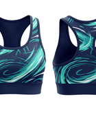 Basketball Sports Bra – Custom Sublimated Teal Navy Swirl Racerback | Wholesale Manufacturer