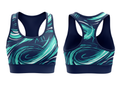 Basketball Sports Bra – Custom Sublimated Teal Navy Swirl Racerback | Wholesale Manufacturer