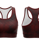 Basketball Sports Bra – Custom Sublimated Burgundy Black Geometric Racerback | Wholesale Manufacturer