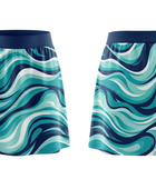 Basketball Skort – Custom Sublimated Teal Navy Wave Design | Wholesale Manufacturer