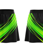 Basketball Skort – Custom Sublimated Black Lime Green Streak Design | Wholesale Manufacturer