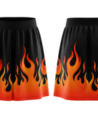 Basketball Skort – Custom Sublimated Black Orange Flame Design | Wholesale Manufacturer