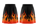 Basketball Skort – Custom Sublimated Black Orange Flame Design | Wholesale Manufacturer