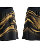 Basketball Skort – Custom Sublimated Black Gold Wave Design | Wholesale Manufacturer