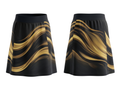 Basketball Skort – Custom Sublimated Black Gold Wave Design | Wholesale Manufacturer
