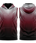 Basketball Sleeveless Hoodie – Custom Sublimated Burgundy Black Gradient | Wholesale Manufacturer