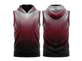 Basketball Sleeveless Hoodie – Custom Sublimated Burgundy Black Gradient | Wholesale Manufacturer