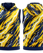Basketball Sleeveless Hoodie – Custom Sublimated Yellow Navy Lightning Design | Wholesale Manufacturer