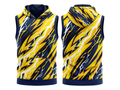 Basketball Sleeveless Hoodie – Custom Sublimated Yellow Navy Lightning Design | Wholesale Manufacturer
