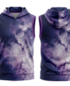 Basketball Sleeveless Hoodie – Custom Sublimated Purple Galaxy Design | Wholesale Manufacturer