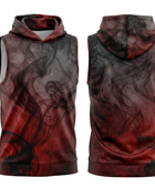 Basketball Sleeveless Hoodie – Custom Sublimated Burgundy Black Smoke Design | Wholesale Manufacturer