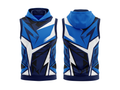 Basketball Sleeveless Hoodie – Custom Sublimated Royal Blue Navy Angular Design | Wholesale Manufacturer