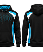 Custom Bowling Team Hoodie – Black Cyan White Sublimated Pullover Teamwear