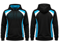 Custom Bowling Team Hoodie – Black Cyan White Sublimated Pullover Teamwear