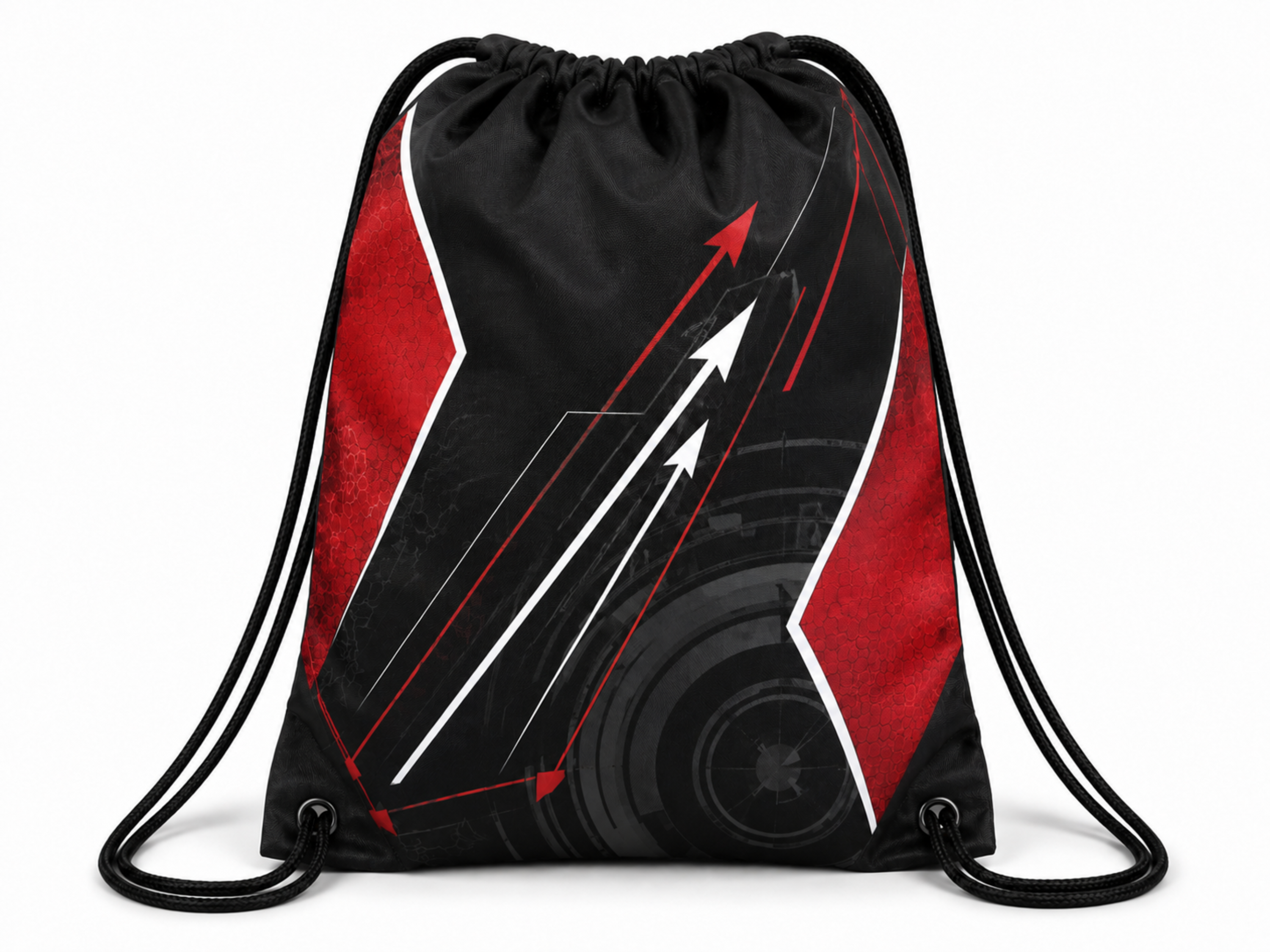 Custom Archery Drawstring Bag – Black Red Sublimated Team Carry Gear