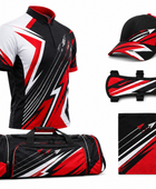 Custom Archery Team Kit – Red Black White Jersey, Cap, Arm Guard, Towel & Bag