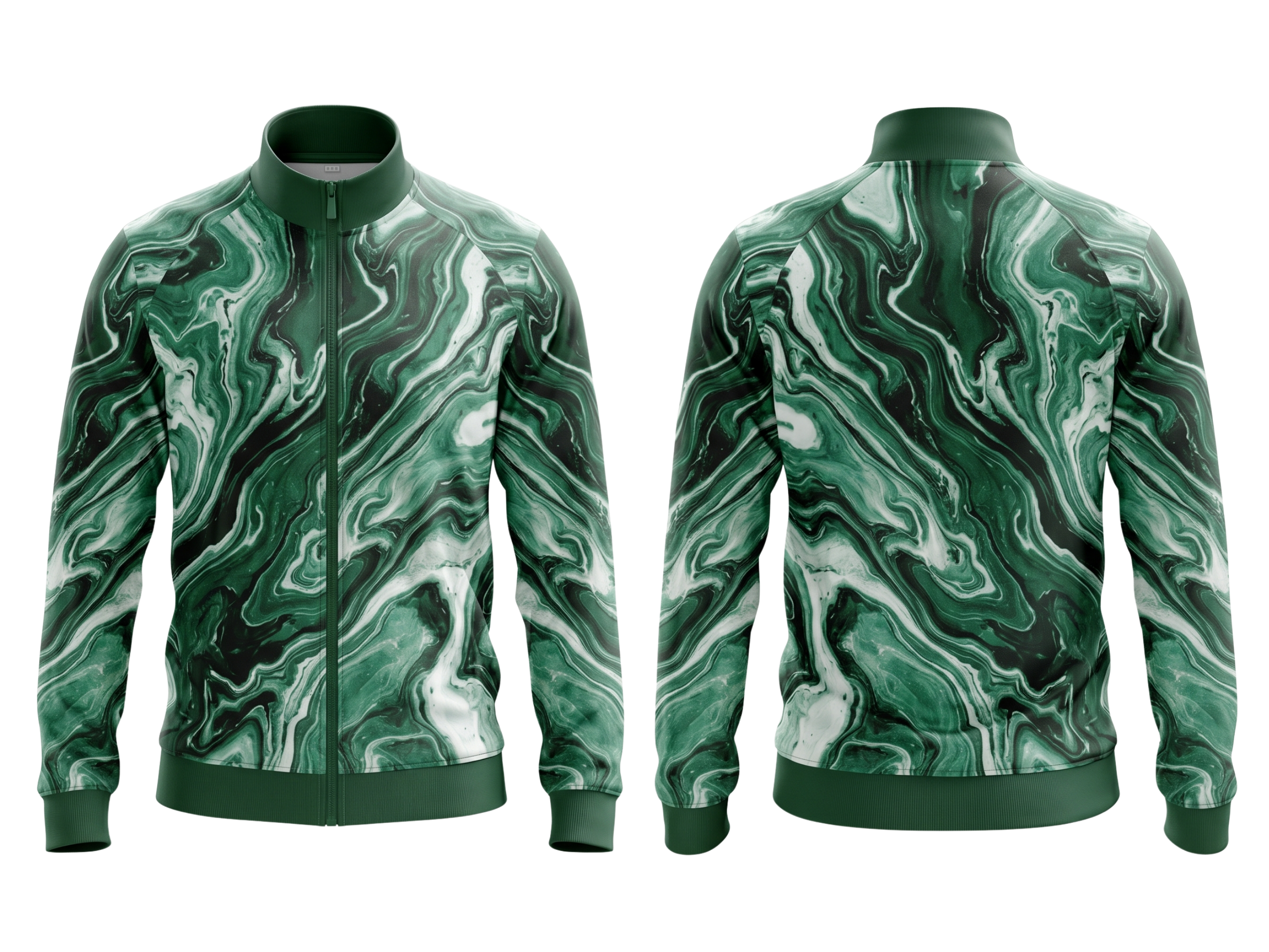 Wholesale Basketball Warm-Up Jacket – Sublimated Green Marble Full-Zip Teamwear