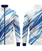 Wholesale Basketball Warm-Up Jacket – Sublimated White Blue Full-Zip Teamwear
