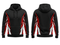 Wholesale Basketball Hoodie – Black Red White Sublimated Pullover Teamwear