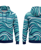 Wholesale Basketball Hoodie – Teal Blue Wave Sublimated Pullover Teamwear