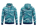 Wholesale Basketball Hoodie – Teal Blue Wave Sublimated Pullover Teamwear