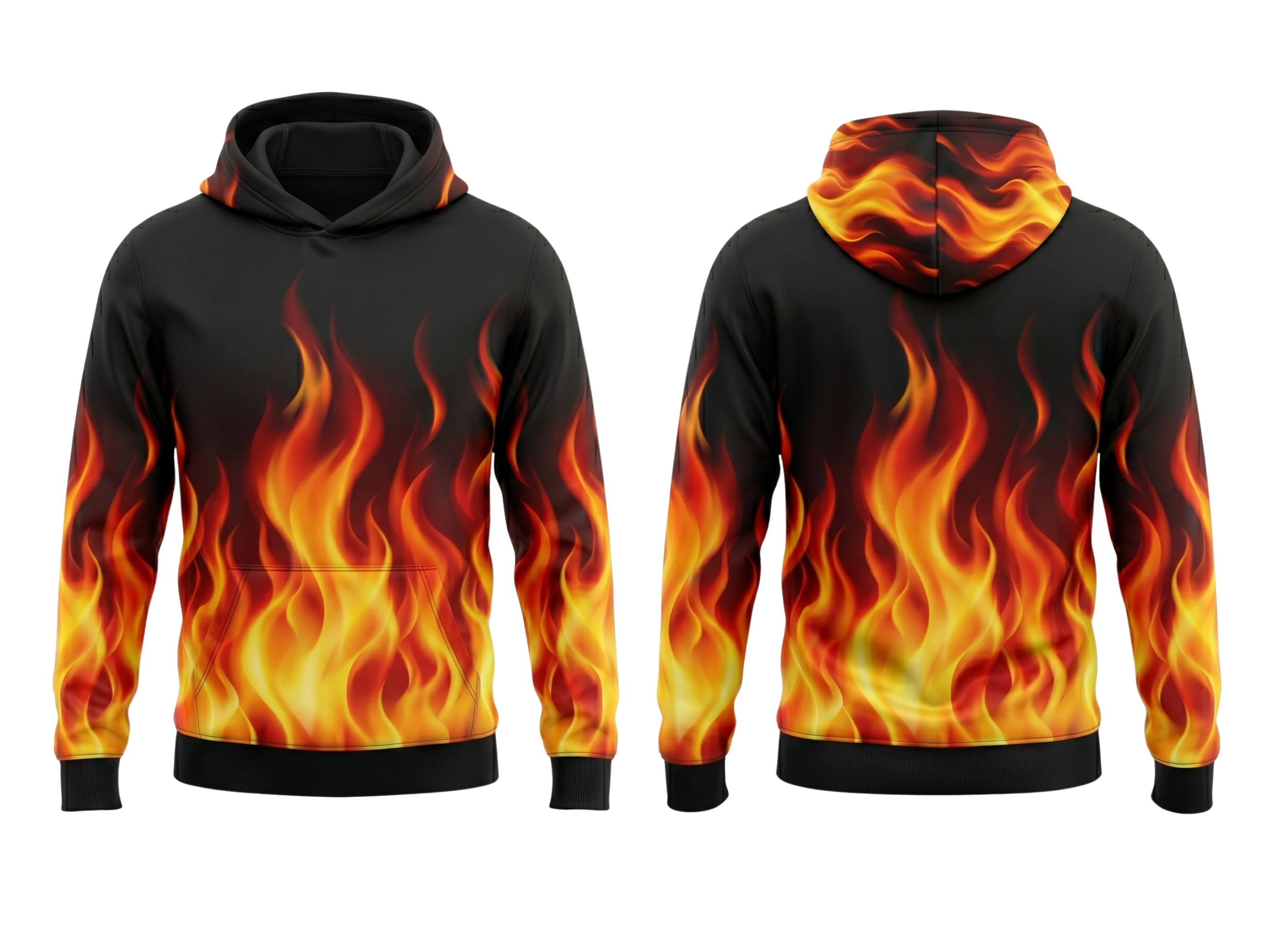 Wholesale Basketball Hoodie – Black Flame Sublimated Pullover Teamwear