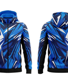 Wholesale Basketball Hoodie – Blue Black Geometric Sublimated Pullover Teamwear