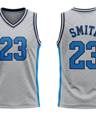 Custom Basketball Embroidered Jersey Wholesale Polyester Team Jersey Gray Blue