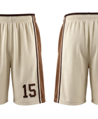 Custom Cream Basketball Embroidered Shorts Wholesale Polyester Teamwear