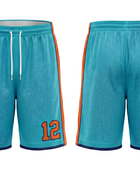 Custom Aqua Basketball Embroidered Shorts – Wholesale Polyester Teamwear