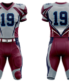 Wholesale Burgundy and Silver American Football Uniform Set – Polyester