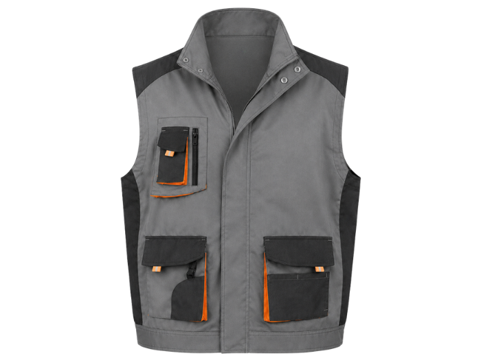 Utility Gilet – Low MOQ B2B Sleeveless Workwear Vest with Storm Flap in Grey & Black