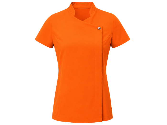Ladies Blossom Short Sleeve Tunic Orange | B2B Low MOQ Custom Workwear Manufacturer front design preview