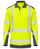B2B Warehouse Long Sleeve Polo Shirt Yellow/Grey Low MOQ