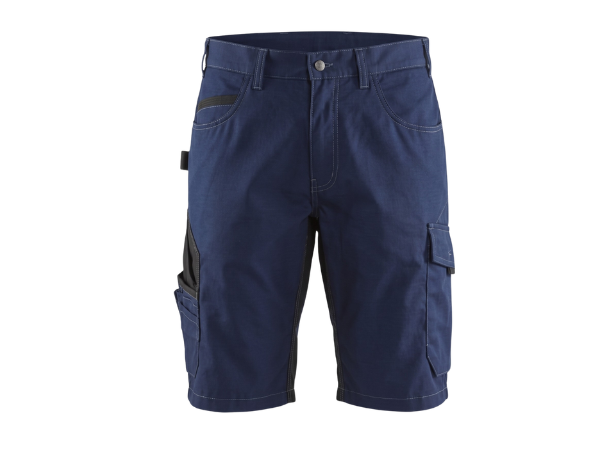 B2B Stretch Shorts Navy Low MOQ Custom Painter Workwear front design preview