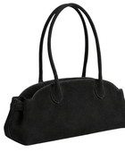 B2B East-West Leather Shoulder Tote Bag Black Low MOQ