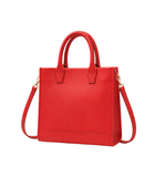Structured Leather Tote Bag with Shoulder Strap Red B2B
