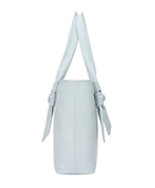 B2B Knotted Handle Leather Tote Bag Ice Blue Custom Leather Bag