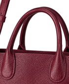 B2B Leather Top Handle Tote Bag Burgundy with Adjustable Shoulder Strap