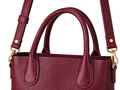 B2B Leather Top Handle Tote Bag Burgundy with Adjustable Shoulder Strap